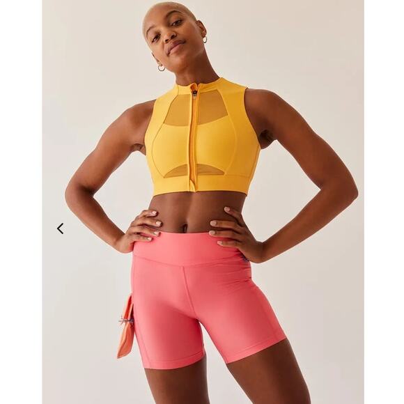 NWT Outdoor Voices SplashKnit quick dry full coverage front zip bra - XS - mango